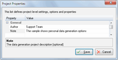 DTM Flat File Generator: project properties